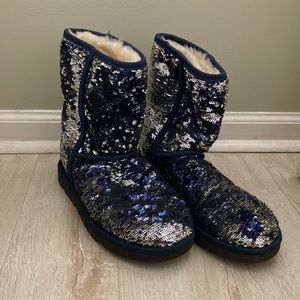 Blue and silver sequin Ugg boots